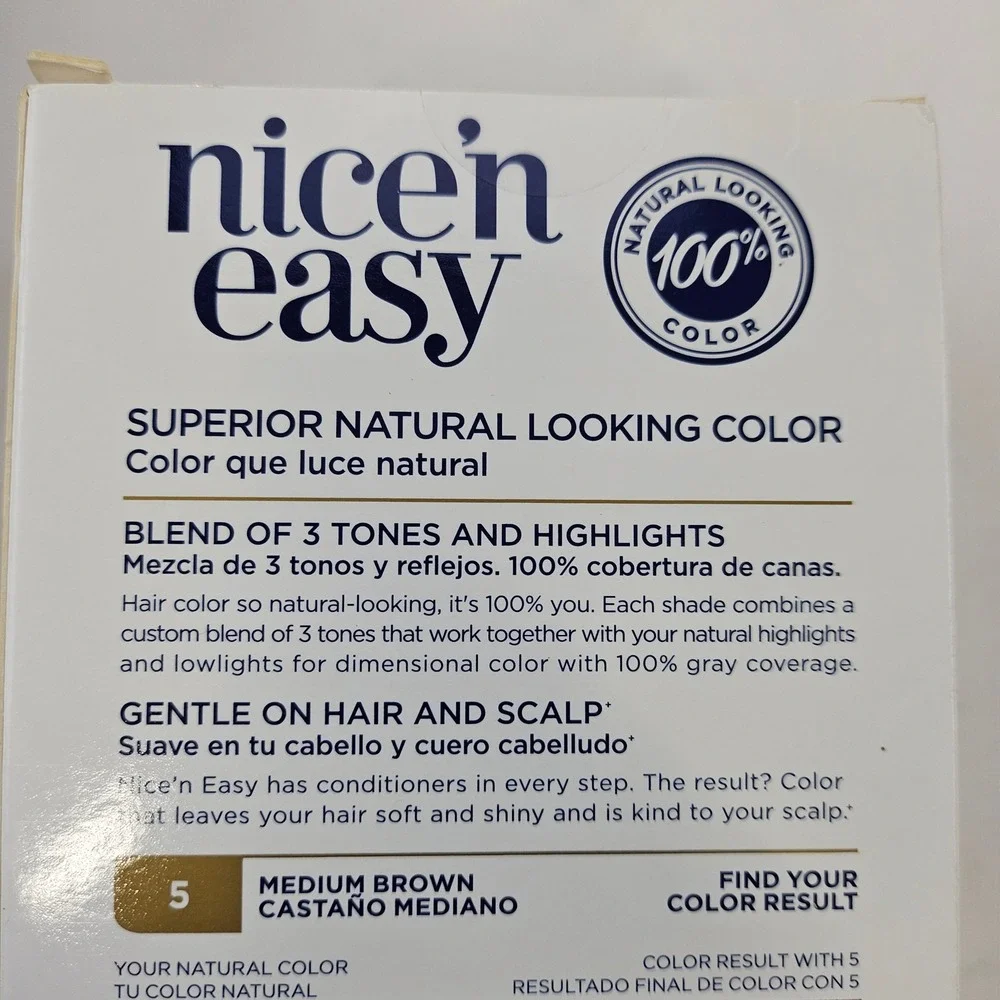 Clairol Nice'n Easy Permanent Hair Color 5 Medium Brown 2 Boxes Gray‎ Coverage⁶